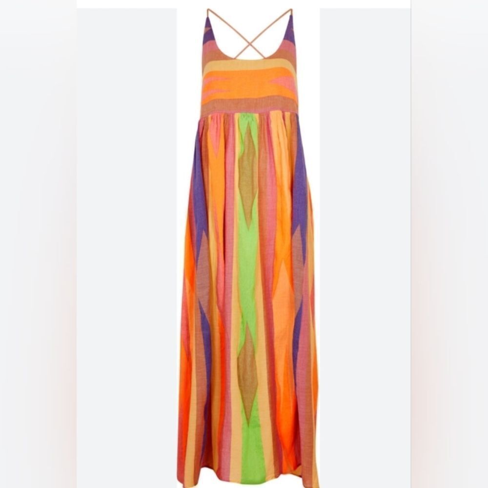 Harvey Nichols Devotion Twins Iaspis Striped Cotton-blend Midi Dress size M